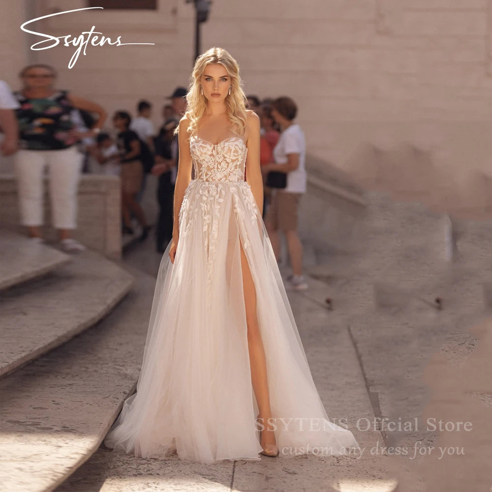 SSYTENS Elegant Tulle Wedding Dresses for Women 2026 Sleeveless Bridal Gowns Luxury Sweetheart Wedding Gown for Women Customized