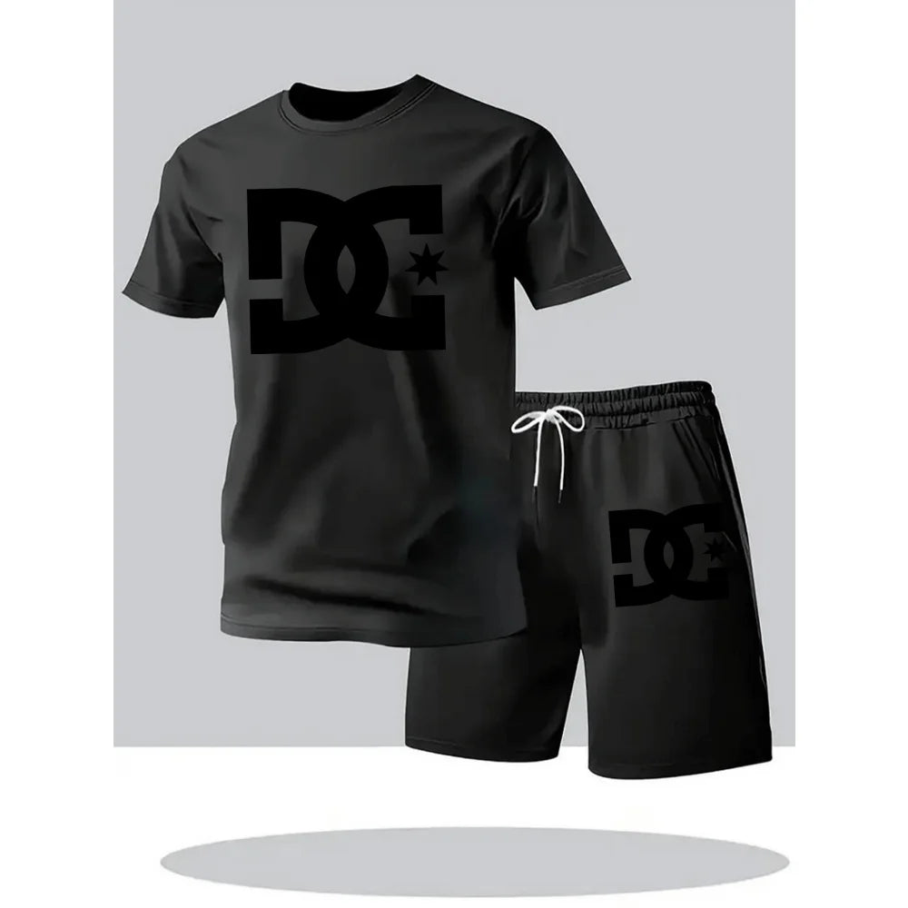 Summer Men's Casual Clothing Set Breathable Oversize T-Shirt Shorts 2-Piece Sportswear Short Sleeve Comfortable Suit for Men