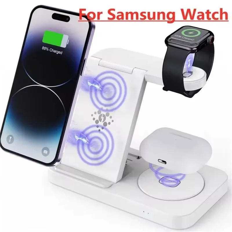 4 In 1 Wireless Smart Phone Watch Charger Stand Foldable For Samsung S23 S22 Galaxy Watch 5 4 3 Active2/1 Fast Charging Station