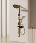 Brass Rainfall Shower Panel Set Digital Display Wall Mounted Bathroom SPA System Multifunctional Smart Shower Head Kit for
