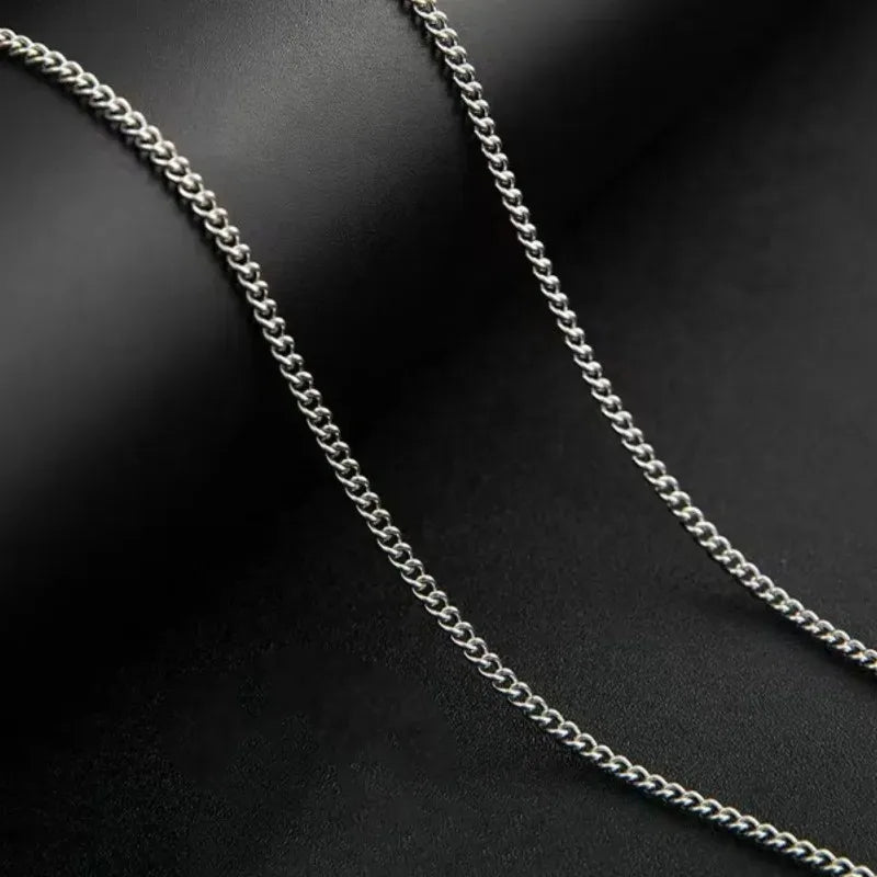 2mm Men's Cuban Chain Necklace Simple 925 Sterling Silver Necklace Fashion Titanium Steel Jewelry Trend Party Accessories Gifts