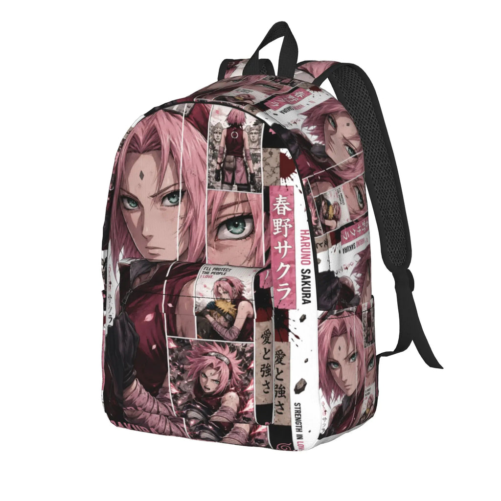 Fashion Naruto Anime Theme Backpack Sakura Mochilas Classic For School Large Capacity Rucksack
