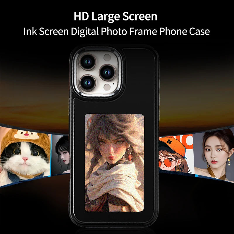 DIY E-Ink Screen Phone Case NFC for iPhone 15 14 13 Pro Max Wireless Transmission 3.7 Inch Screen Phone Case Accessories