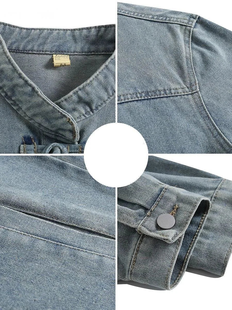 Vintage Chinese Style Denim Jacket Men Streetwear Oriental Clothes Autumn Male Jeans Coat 2026 Fashion Hip Hop Loose Outerwear