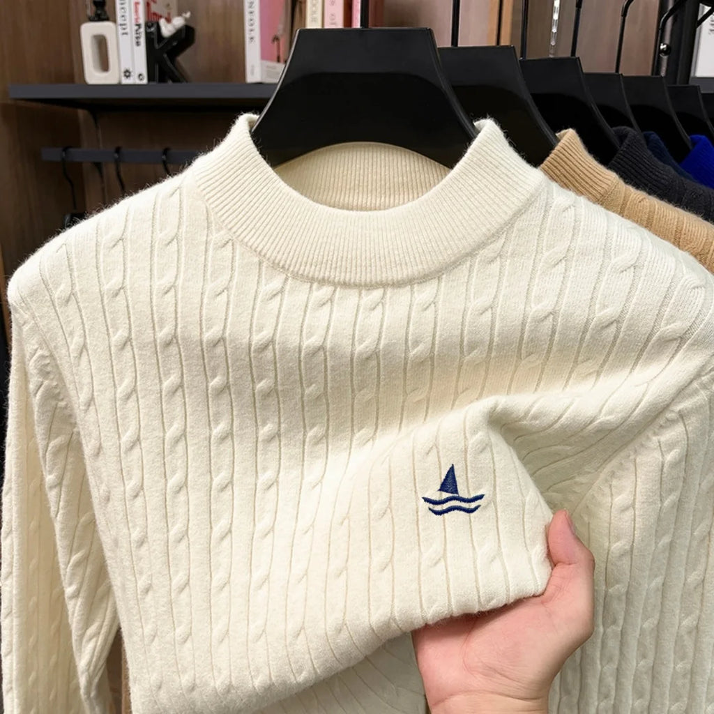 2026 Winter Luxury Brand Thickened Warm Sweater Designer Fashion Sailing New Embroidered Comfortable Mens Round Neck T-shirt Top