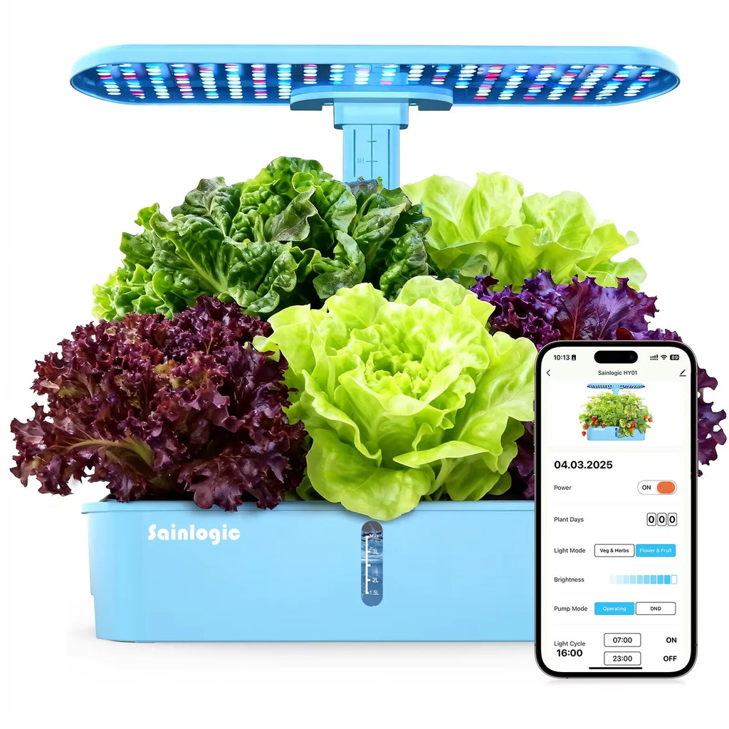 Smart Hydroponics Growing System, APP & WiFi Controlled, 12 Pods, Silent Auto Water Pump, Indoor Home Herb Garden Planting Kit