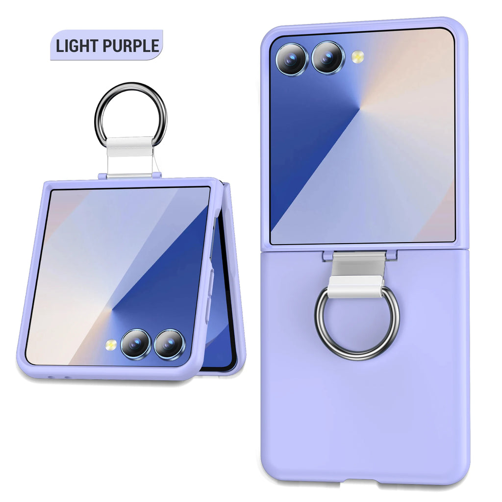 Shockproof Armor With Ring Holder Phone Case For Galaxy Z Flip 7 6 5 4 3 For Samsung Z Flip7 ZFlip7 flip6 5G Hard PC Back Cover