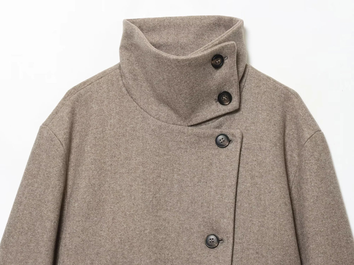 European and American 2025 Winter New Women's Loose and Casual Style Simple Long Sleeve Buckle Stand up Collar Coat