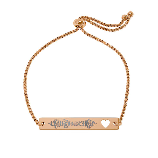 Adjustable Flat Cutout Heart Bar Bracelet (Engraving)