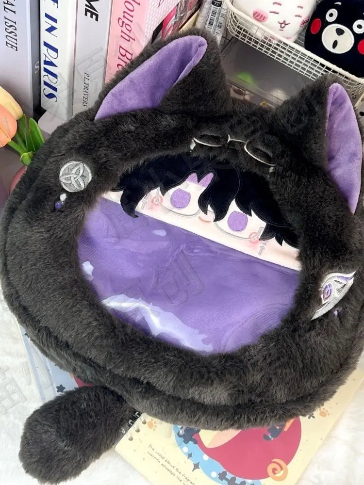 Genshin Impact Pantalone Regrator Cosplay Cute Ear Transparent itabag Student Zipper Backpack Messenger Bags Shoulder Bag