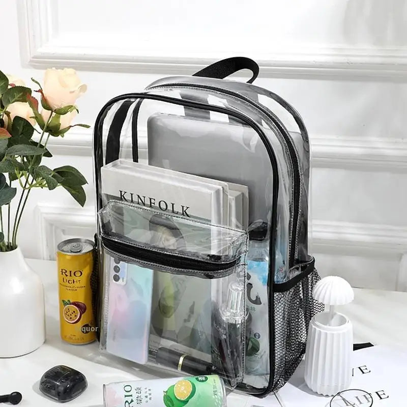 Travel Visible Backpack Large Capacity Waterproof Shoulders Bag Transparent PVC Outdoor Sports Fitness Knapsack Casual