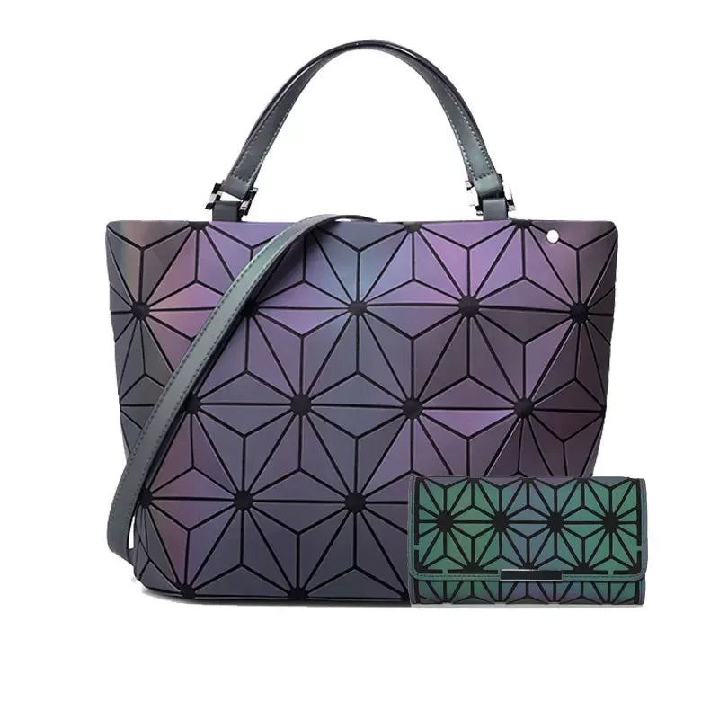 Luminous Bag Geometric Bags for Women 2021 Quilted Shoulder Bags Set Folding Totes Sac a Main Femme Handbags Bolsa Feminina