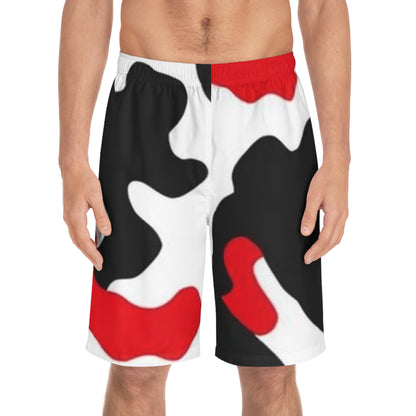 Short Streetwear Abstrait Rouge et Noir