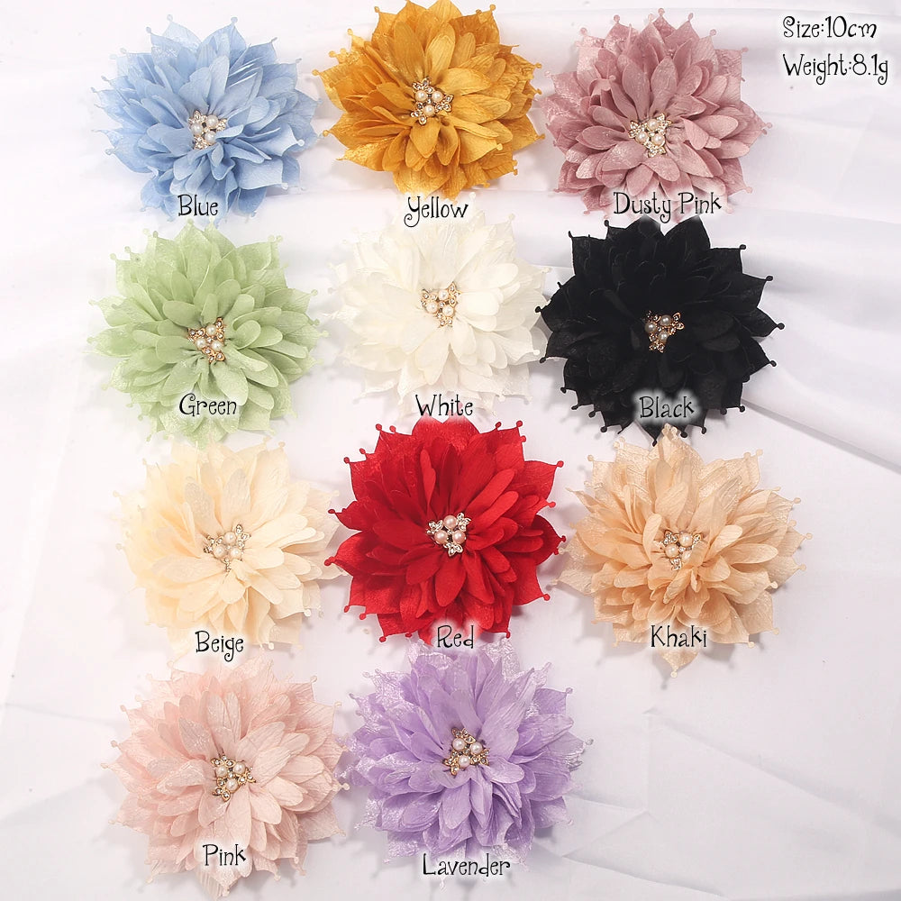 8.5cm Fashion Lotus Fabric Flowers for Baby Girls Hair Accessoires Chiffon Flower for Headbands Headwear NO Clip