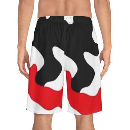 Short Streetwear Abstrait Rouge et Noir