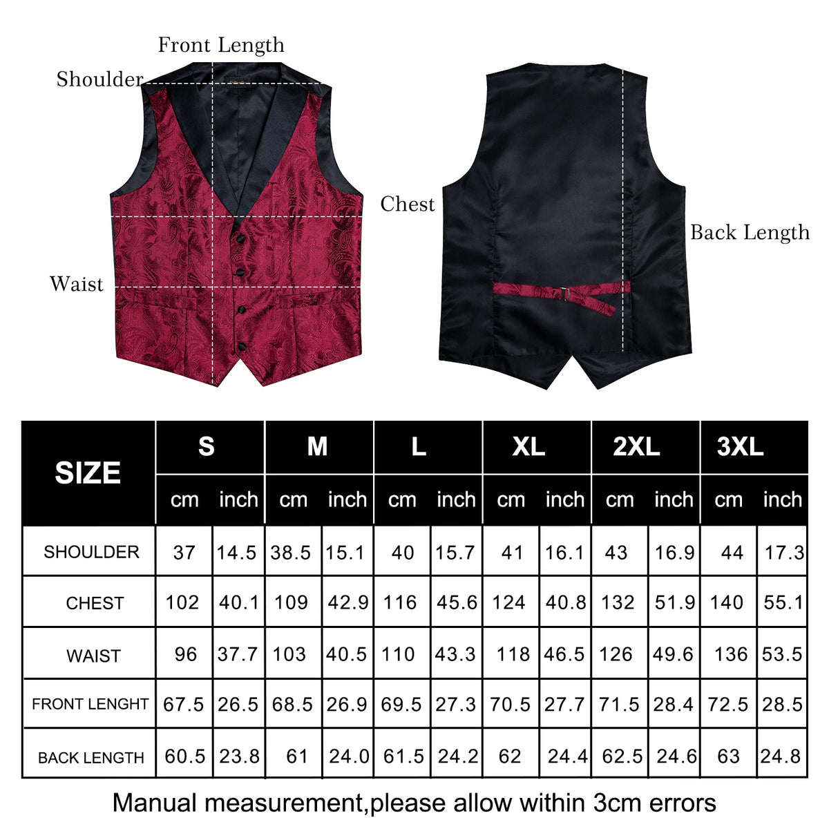 Fashion Red Paisley Men's Vest Tuxedo Dress Accessory Luxury Slim Fit Waistcoat for Man Bow Tie Necktie Handkerchief Cufflinks