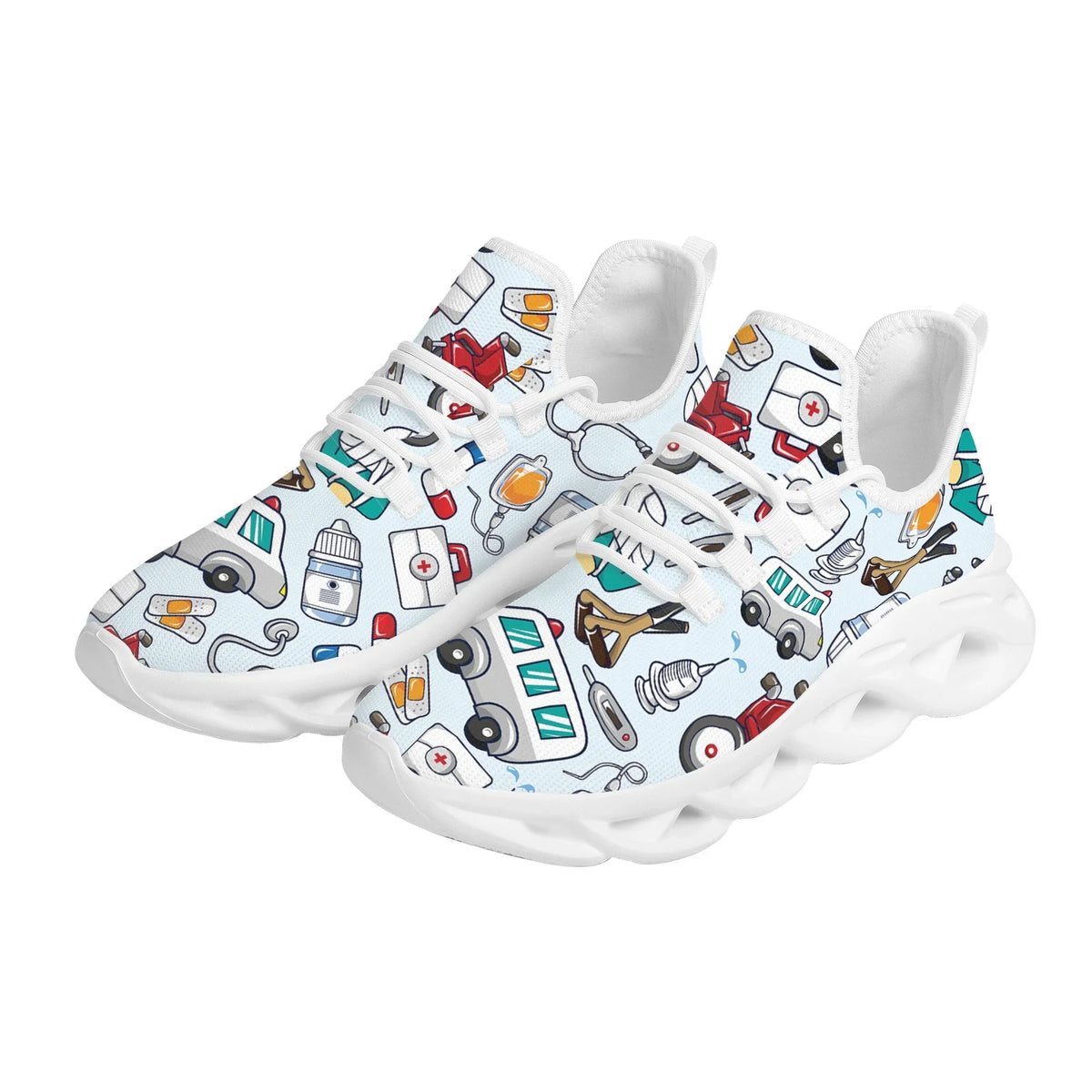 Pink Cartoon Doctor Nurse Shoes for Women Female Flats Shoes Running Sneakers Light Mesh Ladies Footwear chaussure femme
