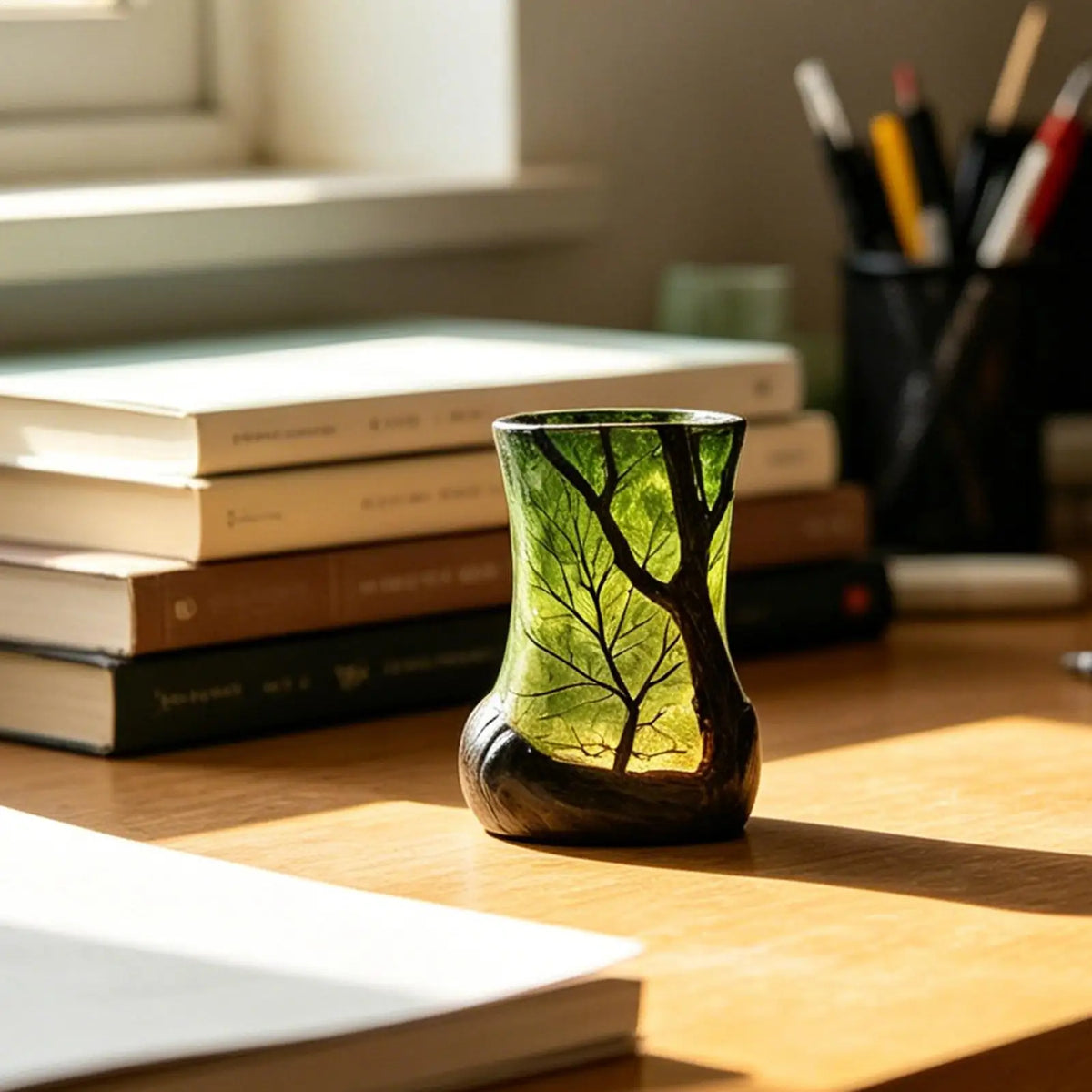 Bedside Table Lamp Forest Nightlight Decorative Ambient Light for Home Office Bedroom Study Room Desk Bookshelf Reading Corner