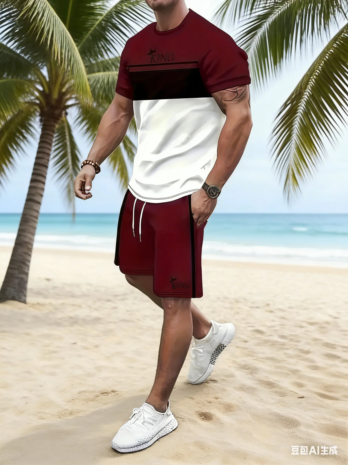 New Summer Men's Sportswear Striped Short-Sleeve T-Shirt Set Two-Piece Outdoor Travel Apparel Relaxed-Fit Shorts Training Wear