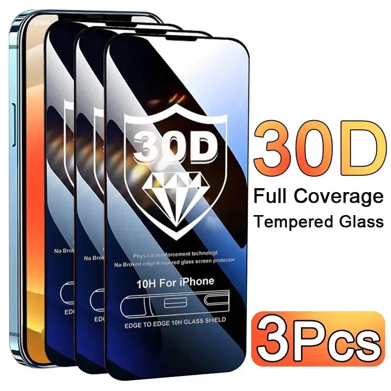 3PCS Glass Protector Phone Case for IPhone 17 Air 16 15 14 13 11 Pro Max Plus 12 Mini 17Pro 17Air 16e IPhone17 Cover Accessories