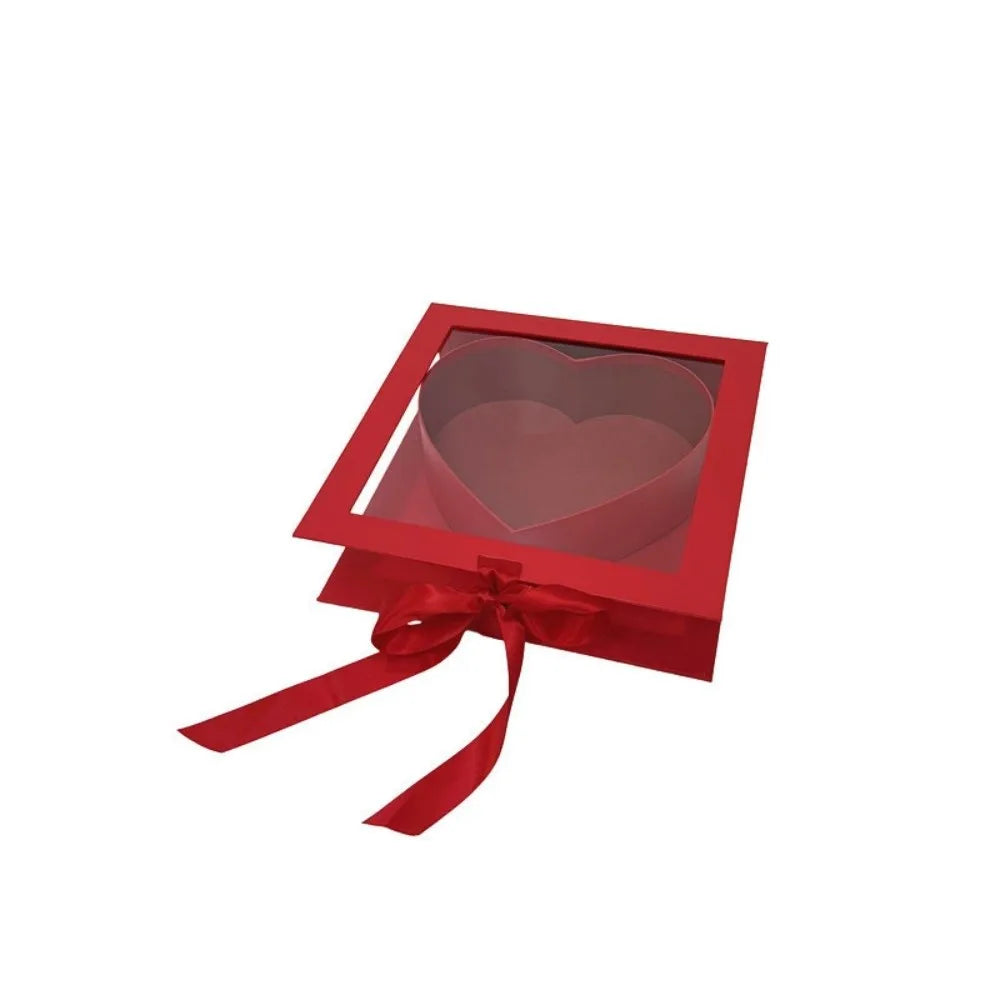 Transparent Window Mother's Day Gift Box Fillable Elegant Gift Packaging Box Romantic Cardboard Floral Packaging Box