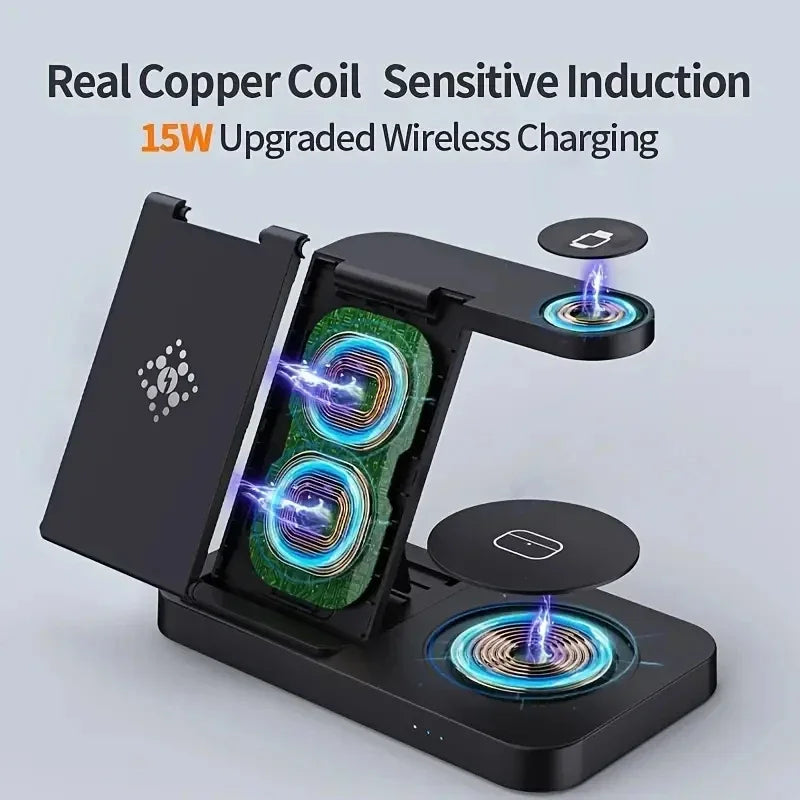 4 In 1 Wireless Smart Phone Watch Charger Stand Foldable For Samsung S23 S22 Galaxy Watch 5 4 3 Active2/1 Fast Charging Station