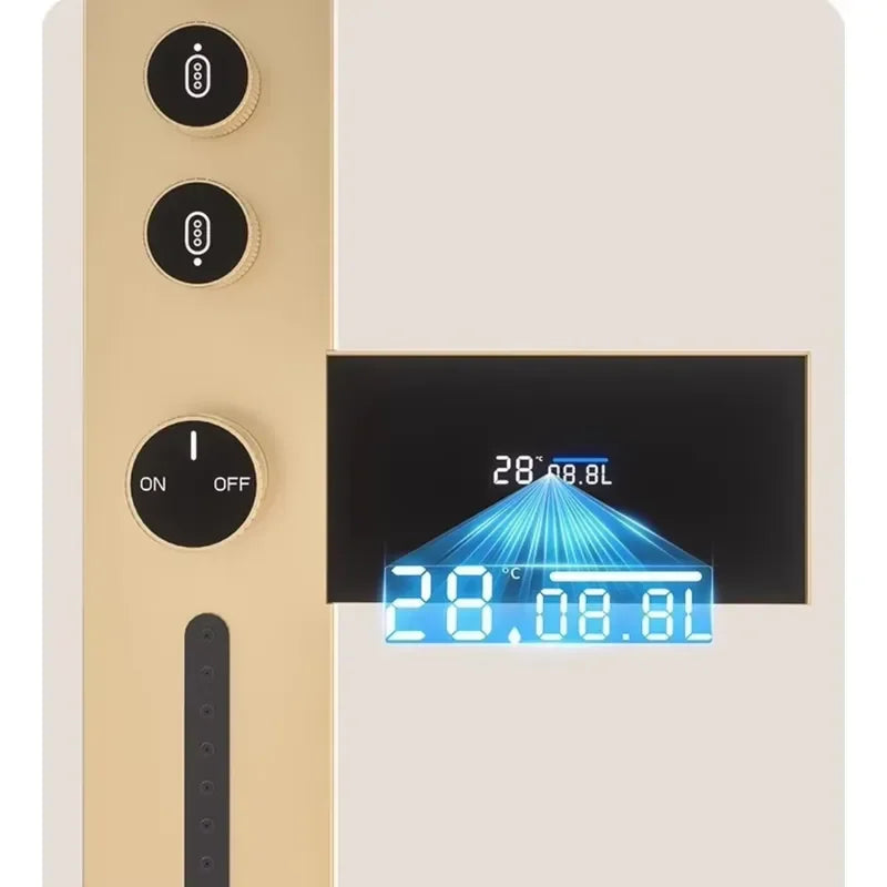 Brass Rainfall Shower Panel Set Digital Display Wall Mounted Bathroom SPA System Multifunctional Smart Shower Head Kit for