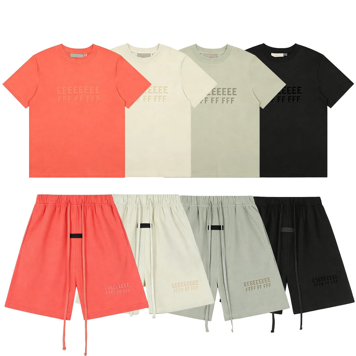 Classic brand double-line letter print set, high-quality summer T-shirt and shorts set, 100% pure cotton shorts and T-shirt set