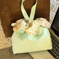 Sweet Flower Drawstring Handbag Cute Plaid Double-Sided Phone Pouch Large Capacity Flower Pattern Clutch Purse Commute Travel