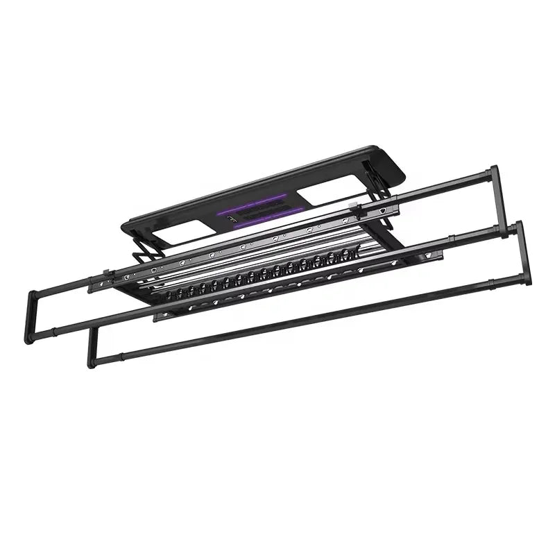 Smart Home Electric Space Saving Aluminum Foldable Dryer Rack Remote Control Multifunctional LED Lighting Sensor for