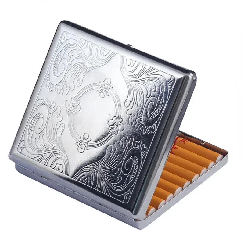 Metal Cigarette box stainless steel Embossed Portable Cigarette case personalized fashionable storage box Smoking Tool