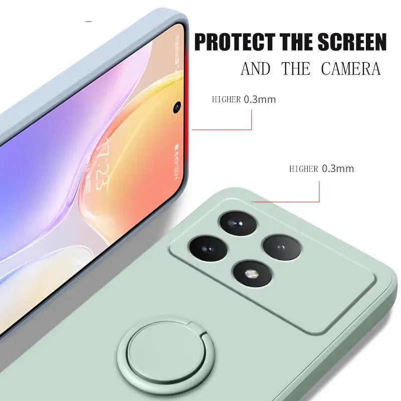 Luxury Liquid Silicone Magnetic Holder Stand Phone Case For XiaoMi Redmi 12C A5 A3 A2 Note 14 13 12 Pro Plus 11 10 9 Back Cover