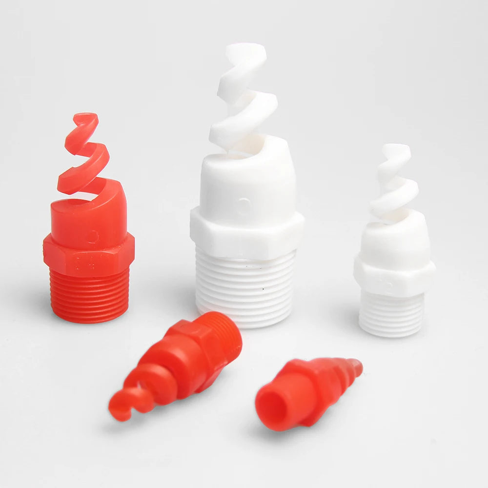 Huajue Plastic Spiral Spray Nozzle 1/4 Inch  5pcs Full Cone Spray Nozzle Uniform Atomizing Nozzle for Cleaning Dust Removal