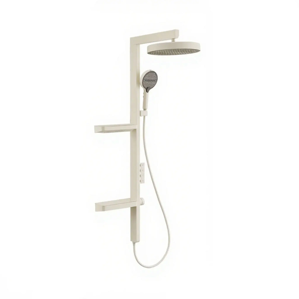 Modern Smart LED Rainfall Shower Set Concrete Mixer Valve Digital Display Temperature Control Bathroom Fixture With Shelf