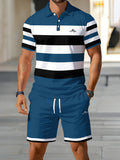 2026 Summer Men's Polo Shirt Set - 3D Printed Design Breathable Lightweight Comfortable Fashionable Outdoor Men's Clothing