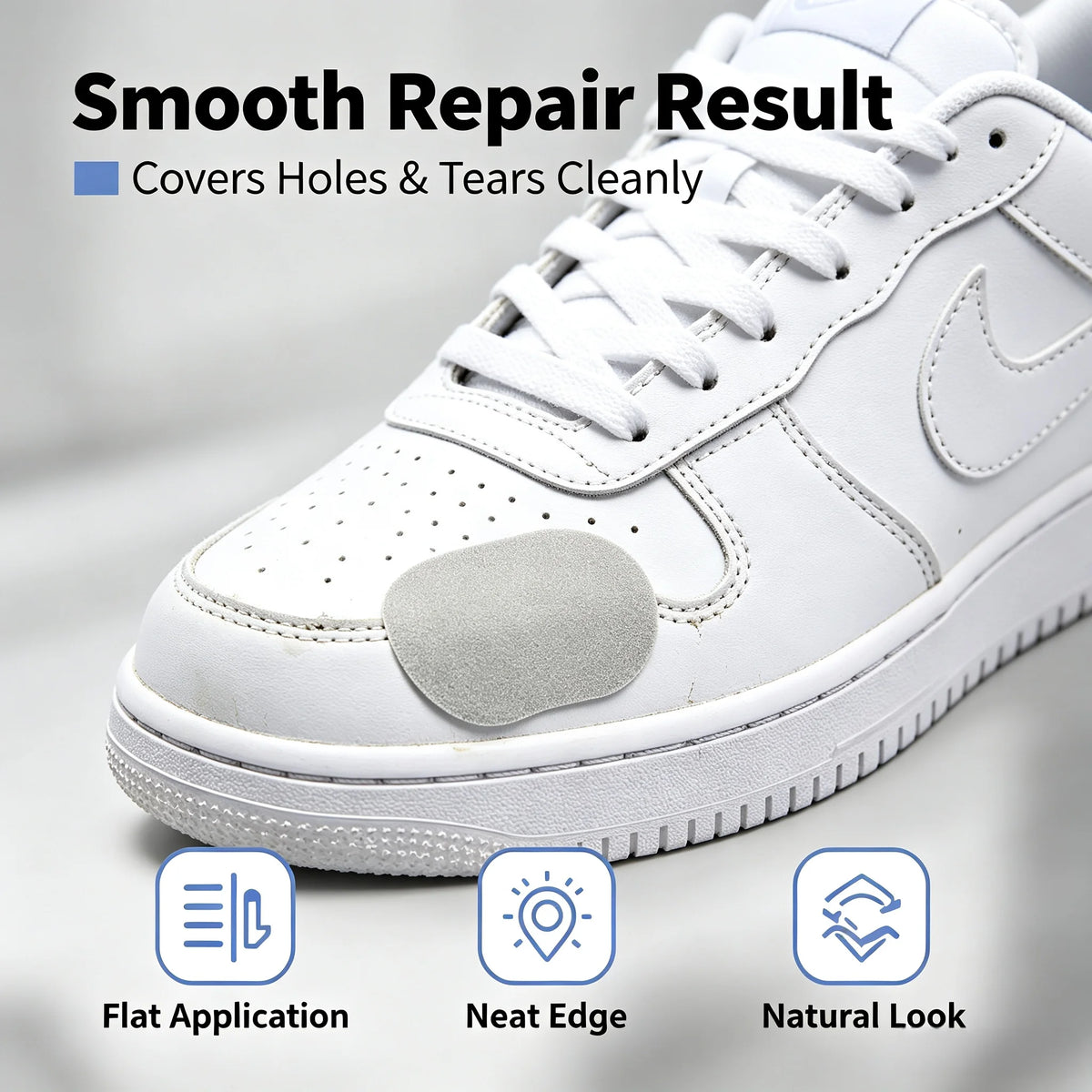 24Pcs Self Adhesive Shoe Repair Patches, 3 Sizes 4 Colors Fabric Shoe Hole Fix Patch for Sneaker Heel Liner Toe Box