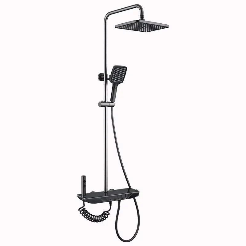 Smart Digital Thermostatic Shower Set Brass Piano Key Bathroom Faucet Single Handle Hotel Home Bath Rainfall Mixer Tap Kit