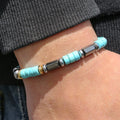 Retro Imitation Natural Blue Stone Bead Bracelet Fashion Men Summer Jewelry Trend Bohemian Accessories