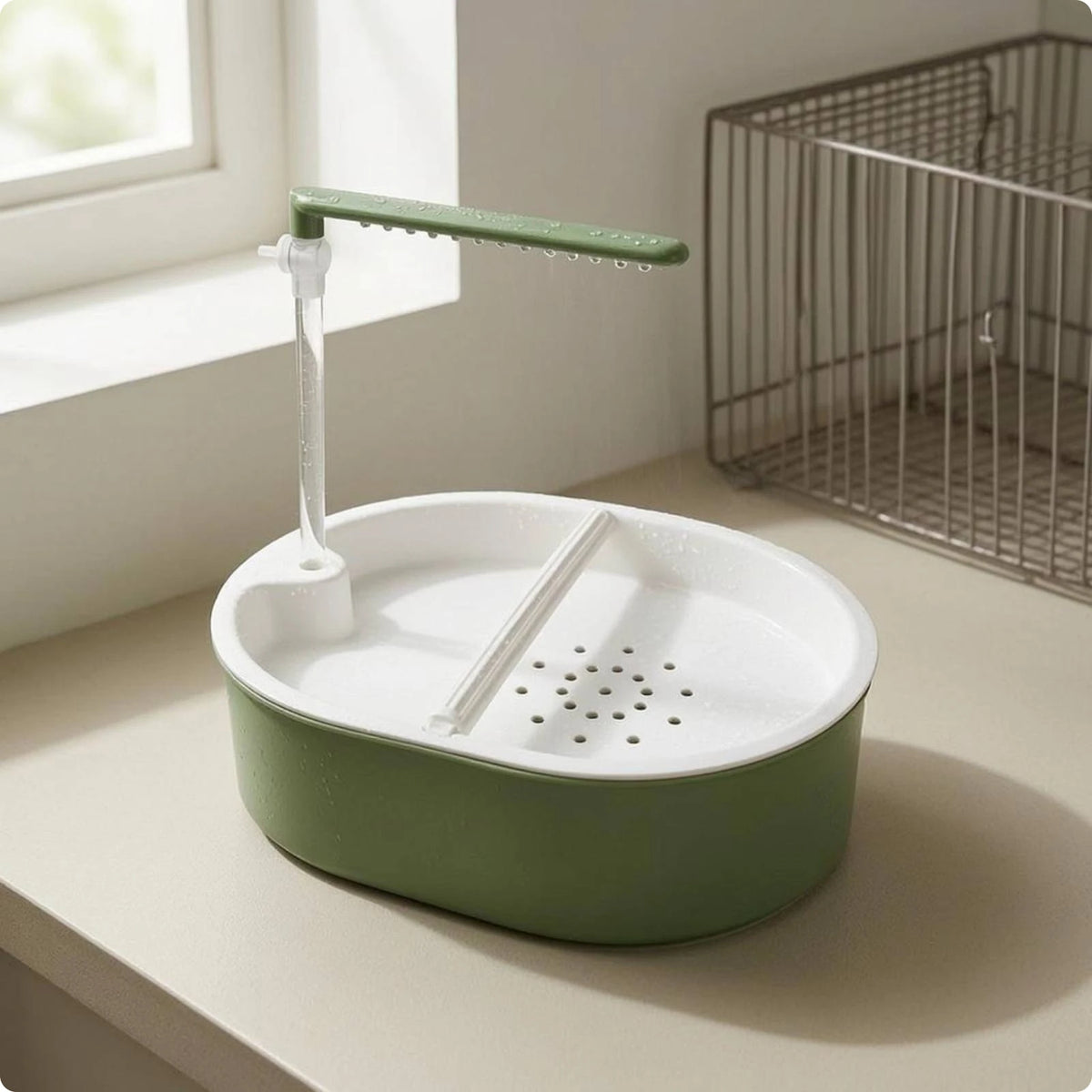 Parrot Bath Basin Green and White Bird Shower Bath Parrot Bathtub Plastic Pet Accessory Transparent
