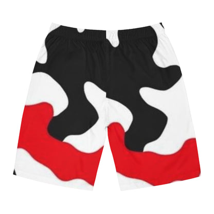 Short Streetwear Abstrait Rouge et Noir