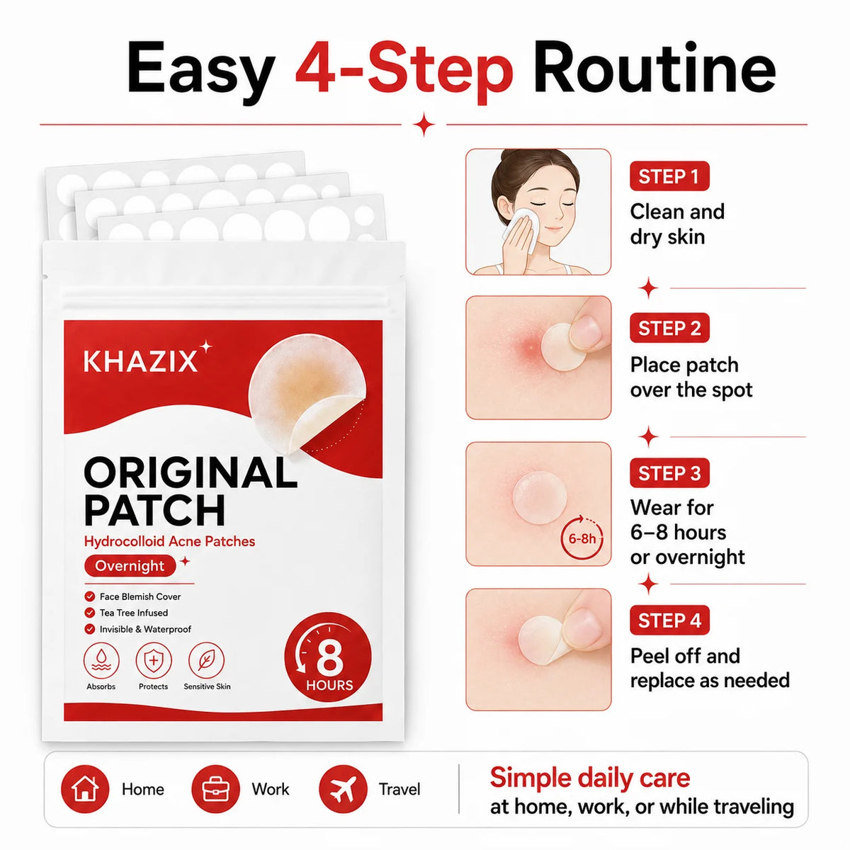 360/36pcs Count Invisible Hydrocolloid Pimple Patches, Clear Acne Spot Covers for Blemishes and Pimple Marks
