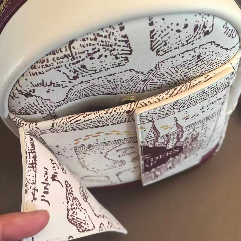 Harry Potter Map Printed Cosplay Womens Double Strap Shoulder Bag Purse Mini Backpack
