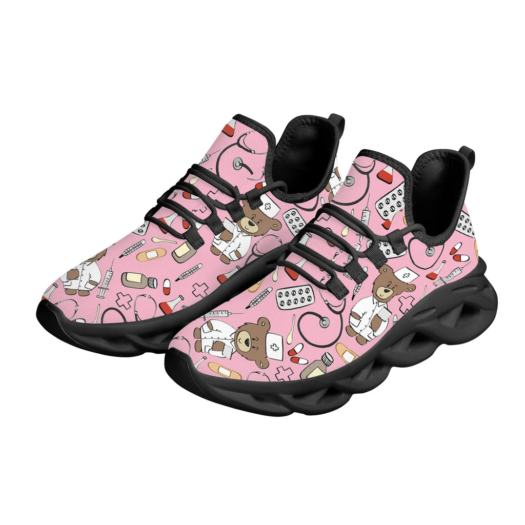 Pink Cartoon Doctor Nurse Shoes for Women Female Flats Shoes Running Sneakers Light Mesh Ladies Footwear chaussure femme