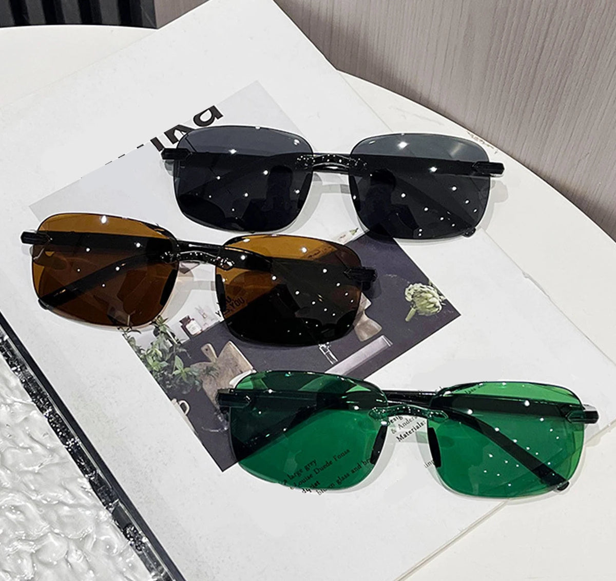 Rimless Stylish Trendy Sunglasses Minimalist Daily Casual Sun Glasses Accessory PC Everyday Eyewear