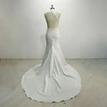 Satin Mermaid Wedding Dress Deep V Lace Open Back Chapel Train Bridal Gown Custom Plus Size Beach Wedding Vestido De Novia 2026