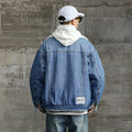 Autumn Winter Warm Coat Men Streetwear Vintage Fashion Loose Casual Lining Fleece Thick Denim Cargo Jeans Jacket Coat Outerwear