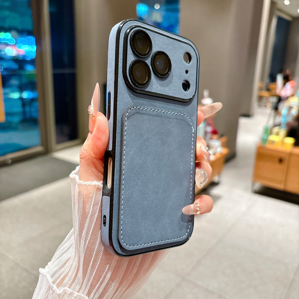 Wallet Card Holder Suede Leather Phone Case For iPhone 17 16 15 14 13 Plus Pro Max Business Insert Card Matte Lens Glass Cover
