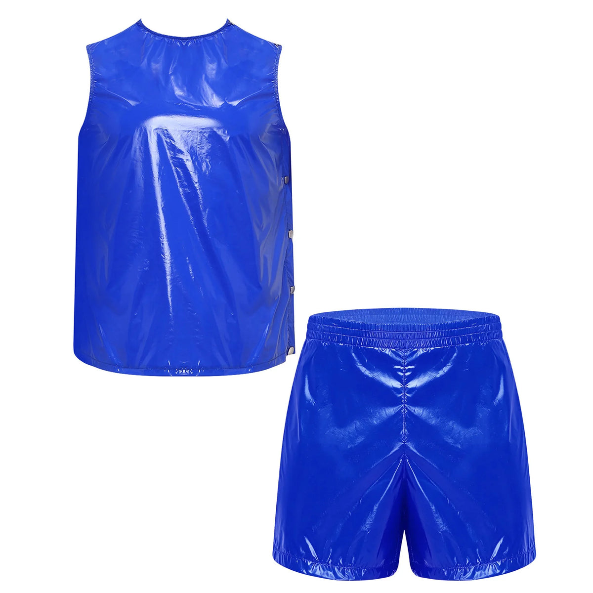 Mens Waterproof Sweat Tracksuit Sleeveless Tank Tops and Sides Buttons Boxer Shorts Workout Outfit for Senior Assisted Living