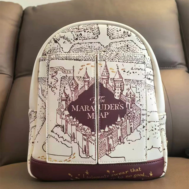 Harry Potter Map Printed Cosplay Womens Double Strap Shoulder Bag Purse Mini Backpack