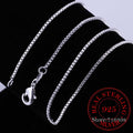 40cm-60cm Thin Real 925 Sterling Silver Slim Box Chain Necklace Women